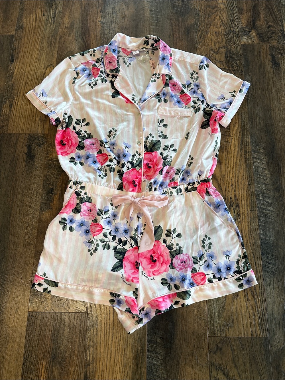 NWT! Victoria’s Secret Silky Floral Short Pajama Romper